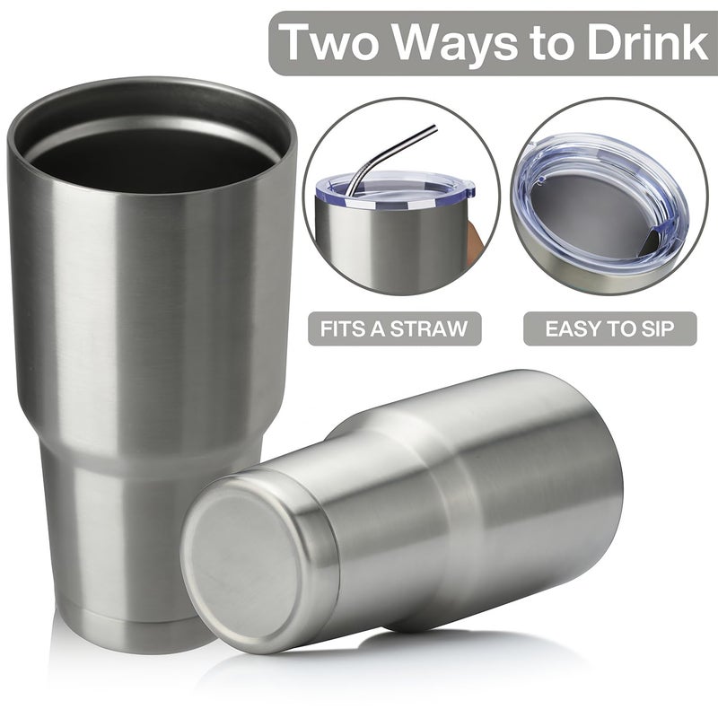 MEWAY 30oz Tumbler Double Wall Vacuum Insulated Travel Mug, Stainless Steel Tumbler with Lid, Durable Powder Coated Insulated Coffee Cup for Cold & Hot Drinks (Silver,1 PACK) - Image 3